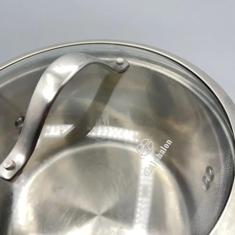 Calphalon 6 Quart Stock Pot 8608 Stainless Steel w/ Glass Lid 10